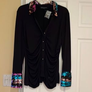 New Boston Proper Black colored Sequin  Shirt